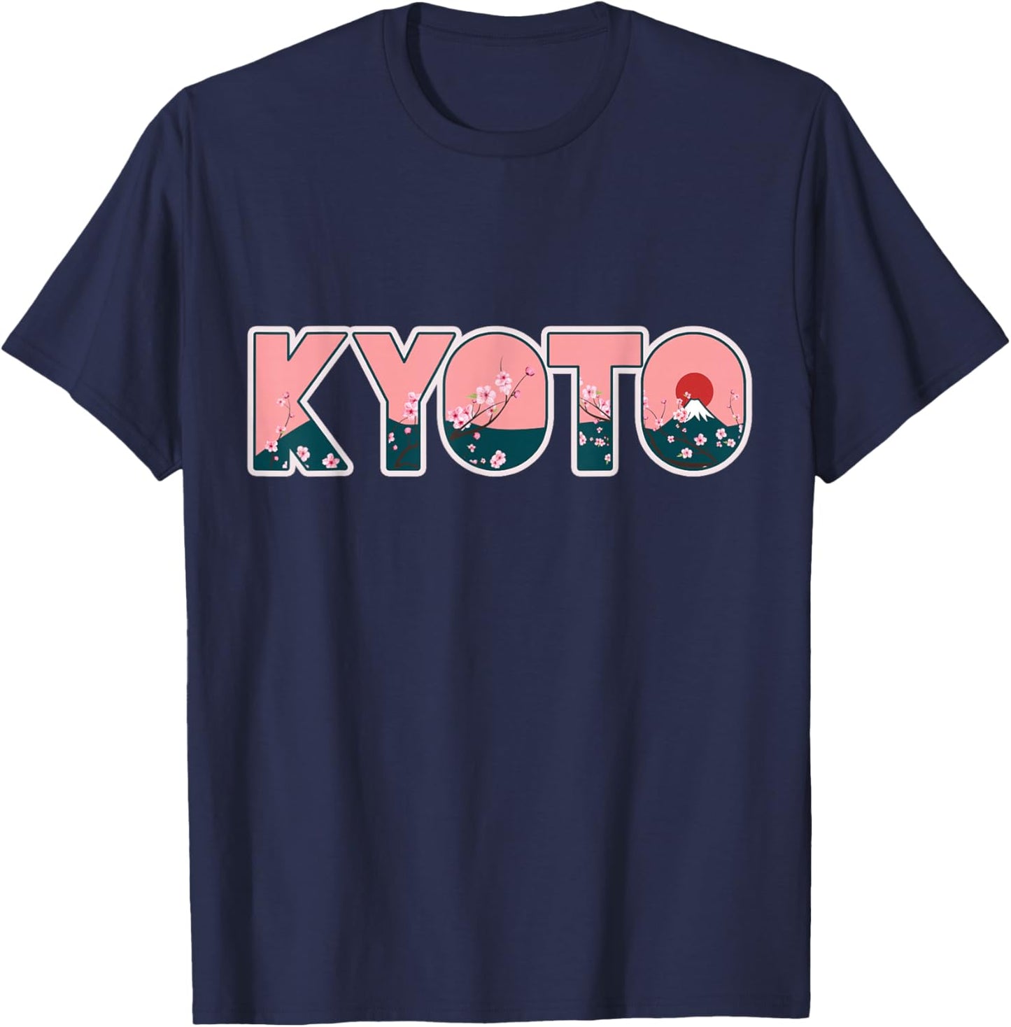 Kyoto Japan Sakura Vintage Mount Fuji Japanese T-Shirt - T-Shirt | Navy