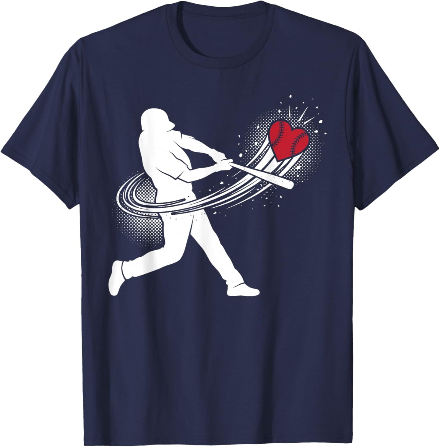 Valentines Day Baseball Batter Silhouette Heart T-Shirt - T-Shirt | Navy