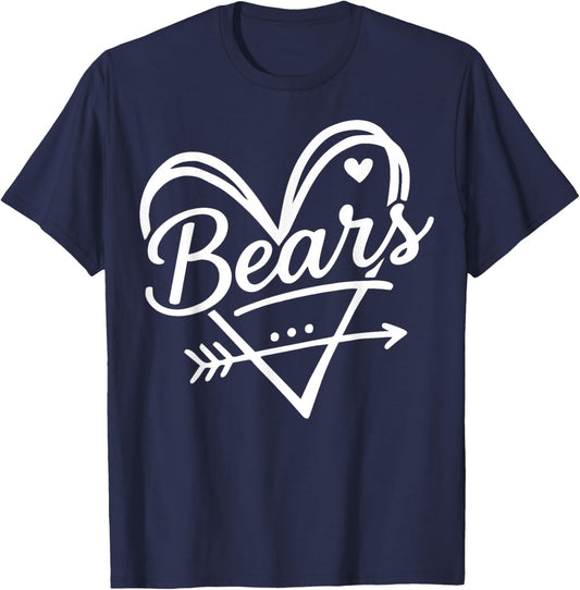 Retro Bears Heart Cute Name Graphic Gift Women Kids T-Shirt - T-Shirt | Navy