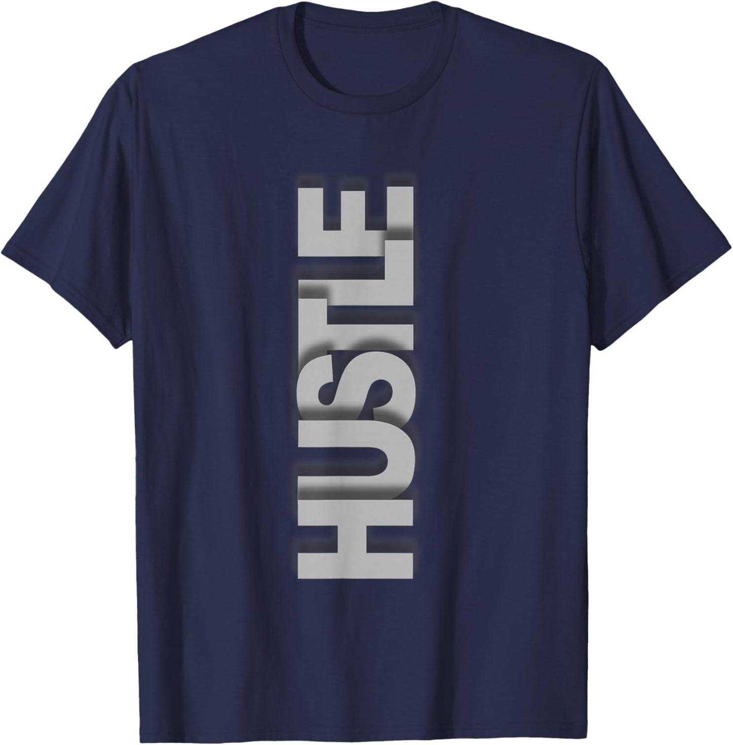 Grey Hustle Monochrome Color Graphic T-Shirt - T-Shirt | Navy