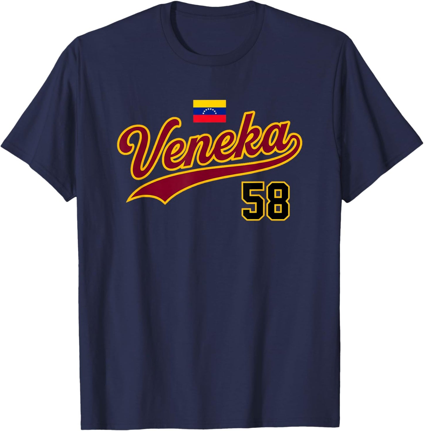Venezuela Veneka 58 Flag Script Design T-Shirt - T-Shirt | Navy