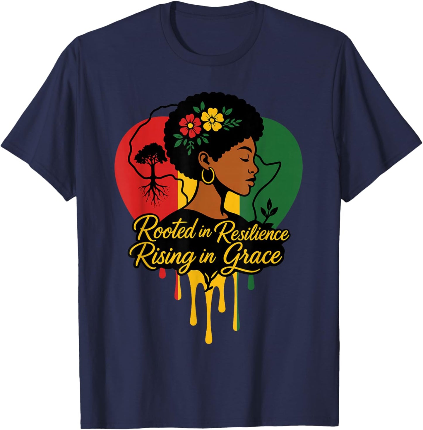 Black History Month Heritage African American Black mom T-Shirt - T-Shirt | Navy