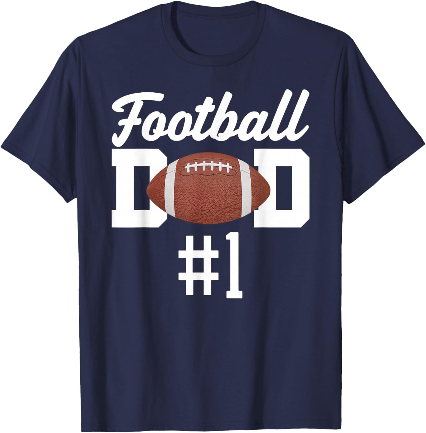 Football Dad Number 1 Biggest Fan Father Supporter Son Cheer T-Shirt - T-Shirt | Navy