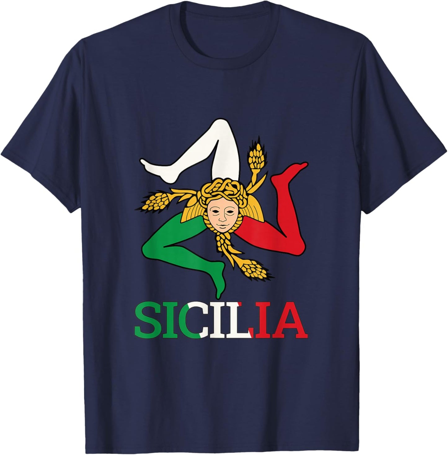 Sicilia, Sicily Trinacria T-Shirt - T-Shirt | Navy