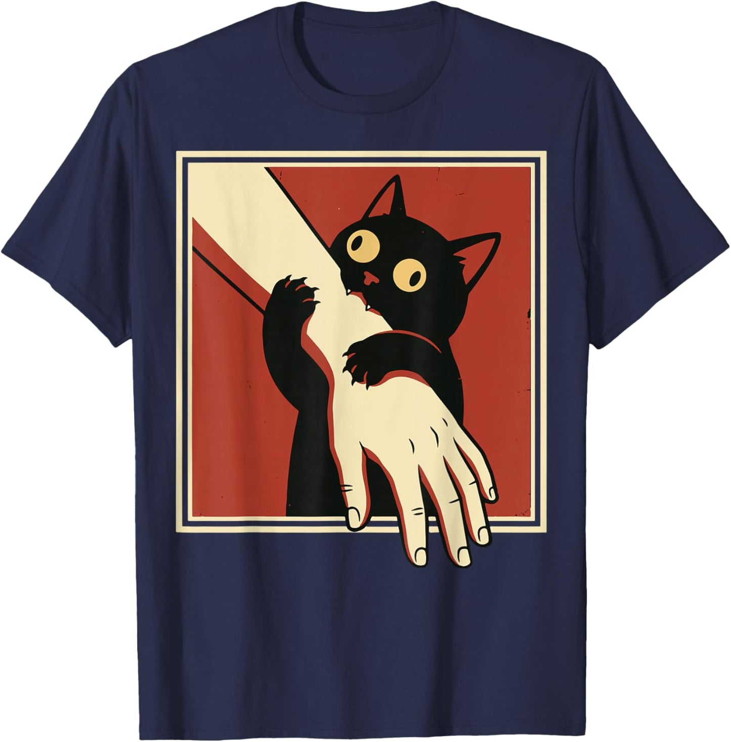 Black Cat Biting Arm T-Shirt - T-Shirt | Navy