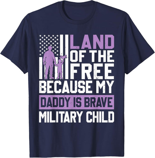 Purple Up for Military Kids USA Flag Military Child Month T-Shirt - T-Shirt | Navy