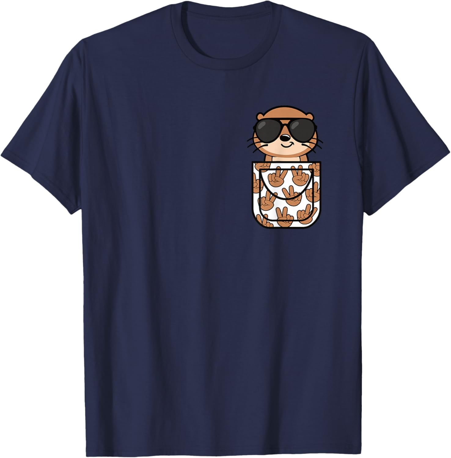 Funny Otter Pocket Men Women Kids T-Shirt - T-Shirt | Navy