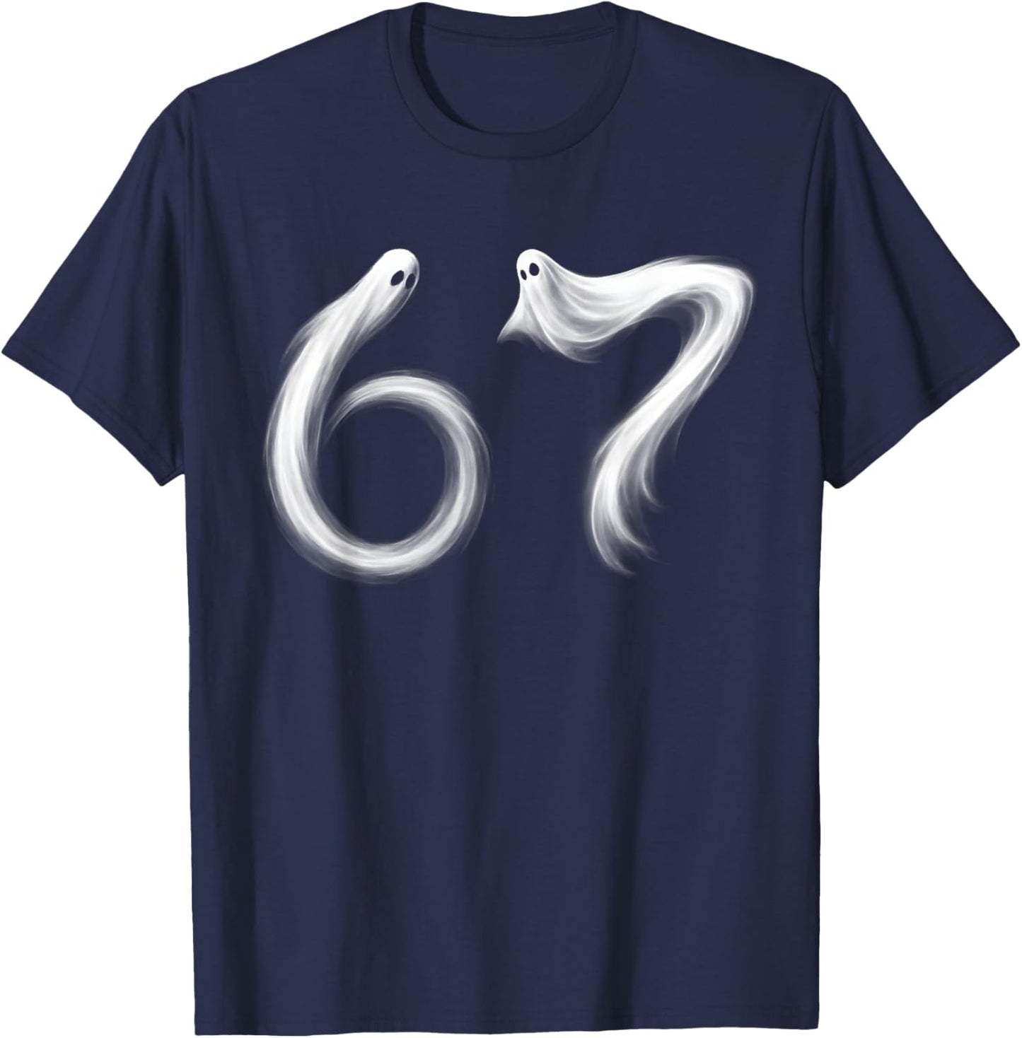 Funny Six Seven 6 7 Meme 67 Design Ghost Halloween Costume T-Shirt - T-Shirt | Navy