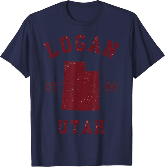 Logan Utah Est 1866 Vintage Retro Travel T-Shirt - T-Shirt | Navy