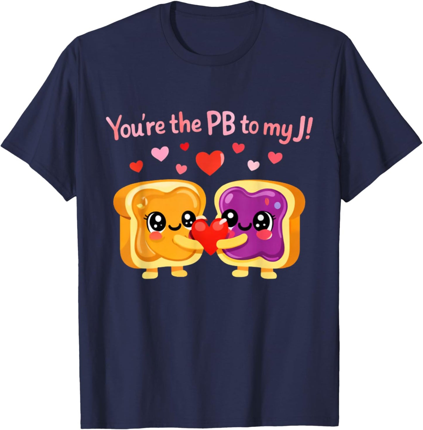 Funny Peanut Butter Jelly Couple Valentine Cute Food Love T-Shirt - T-Shirt | Navy