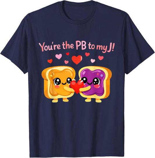 Funny Peanut Butter Jelly Couple Valentine Cute Food Love T-Shirt - T-Shirt | Navy