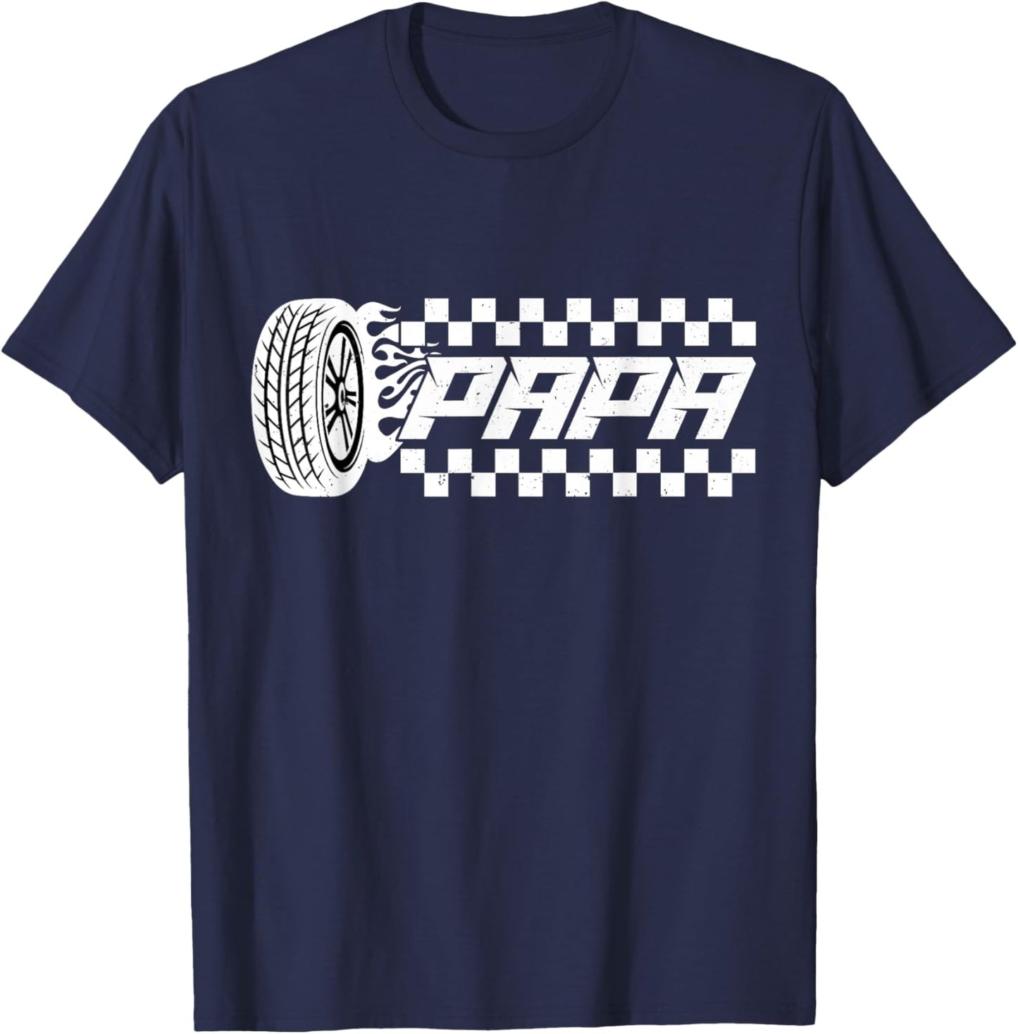 Papa Pit Crew Family Racing Birthday Race Car T-Shirt - T-Shirt | Navy