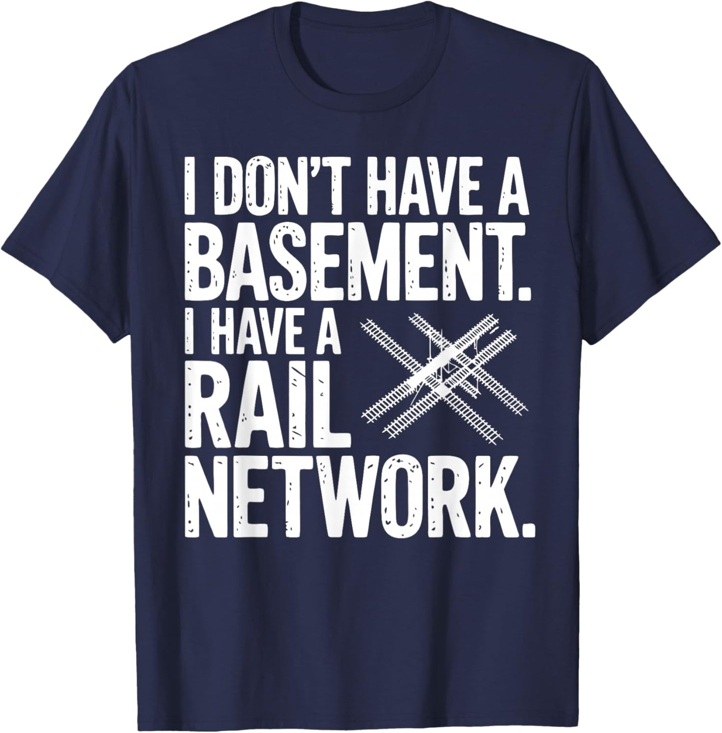 Funny Miniature Railroad Rail Network Model Train T-Shirt - T-Shirt | Navy
