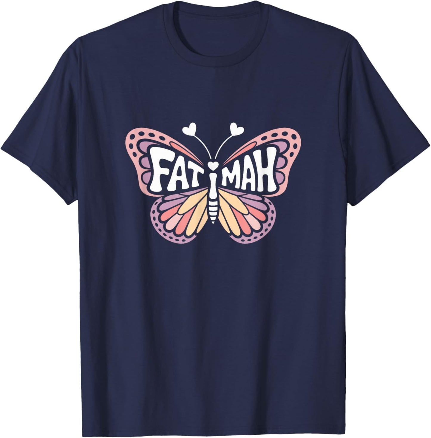 Fatimah Butterfly - Personalized Cute Name Word Art T-Shirt - T-Shirt | Navy
