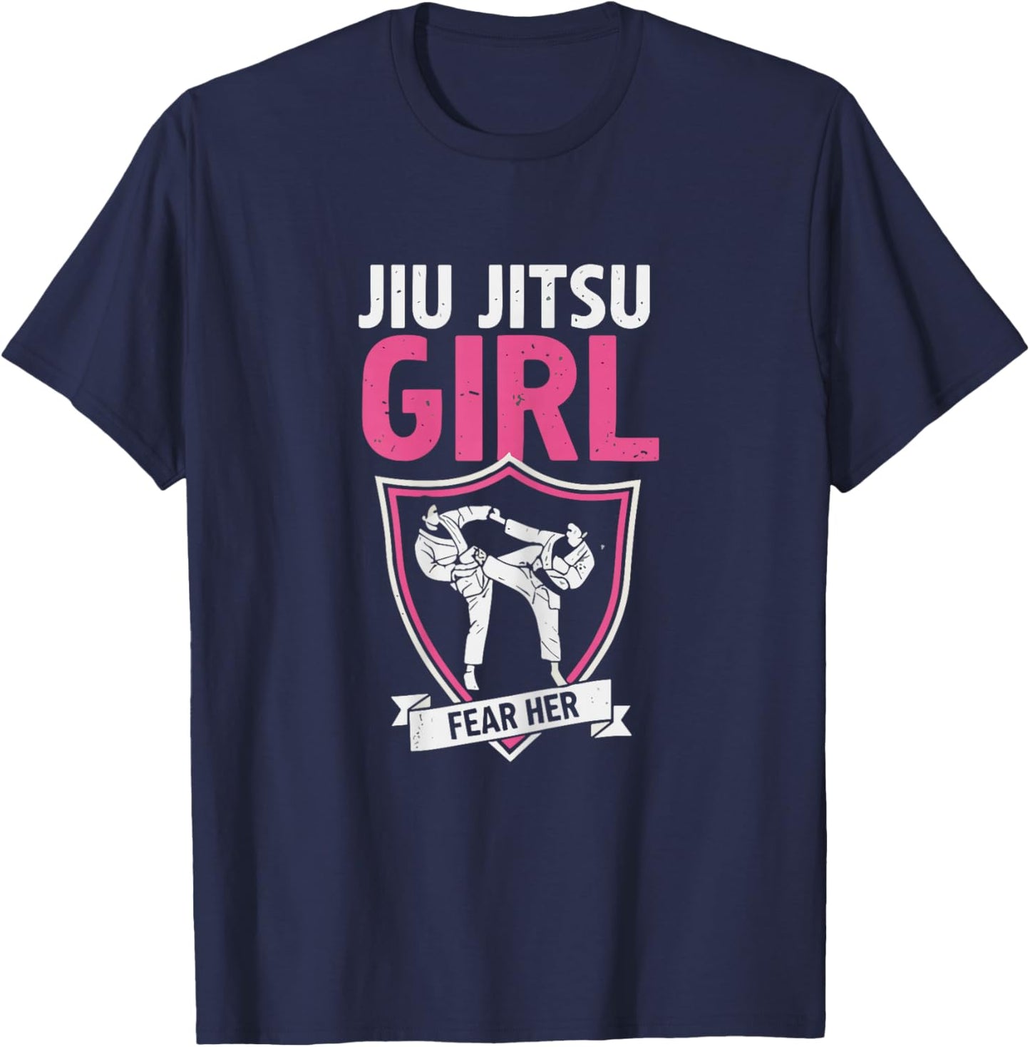 Brazilian Jiu Jitsu Shirt, Funny BJJ Roll Like a Girl T-Shirt - T-Shirt | Navy