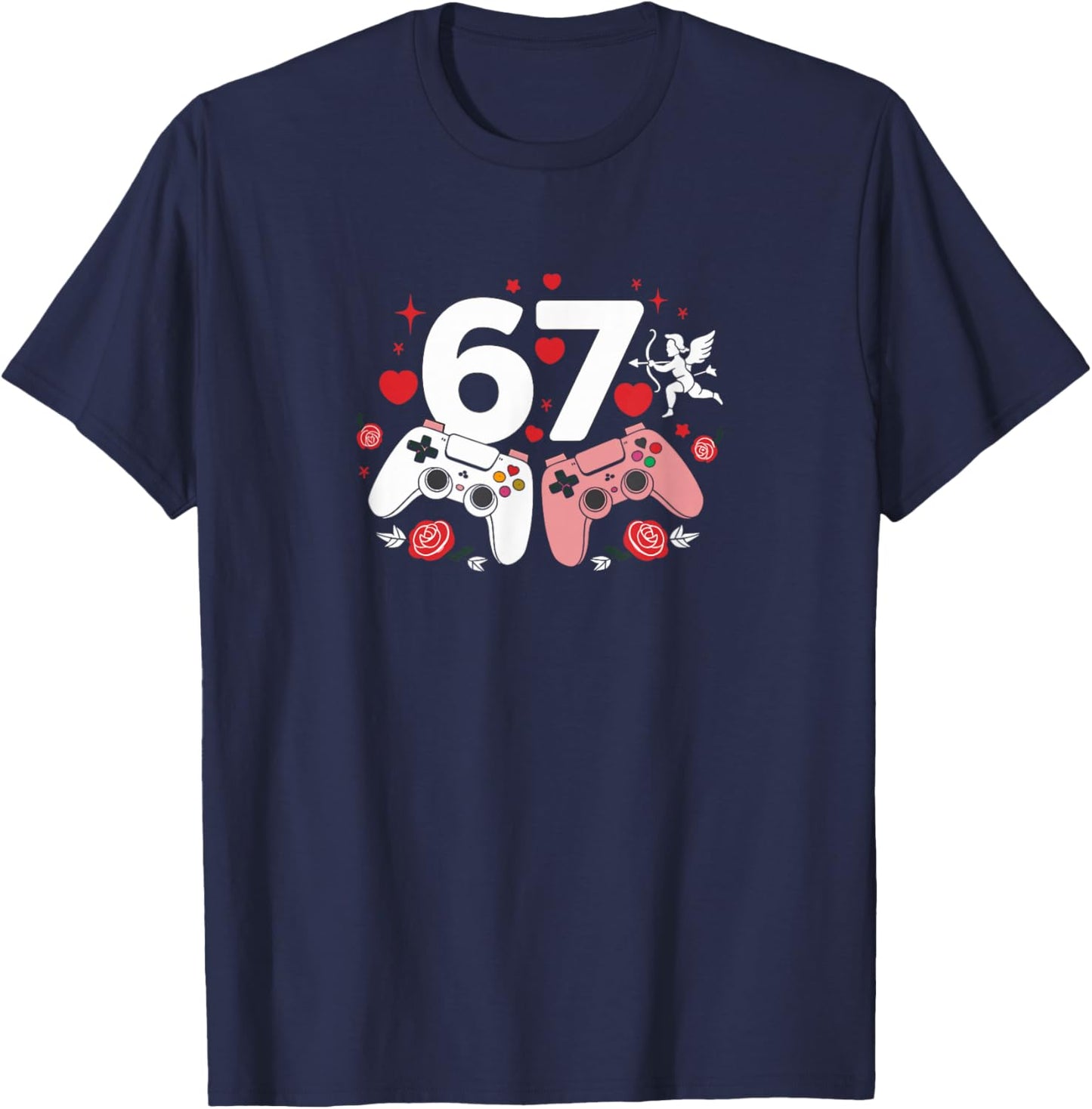 Valentines | Funny 6 Gamer 7 | Valentines Day T-Shirt - T-Shirt | Navy