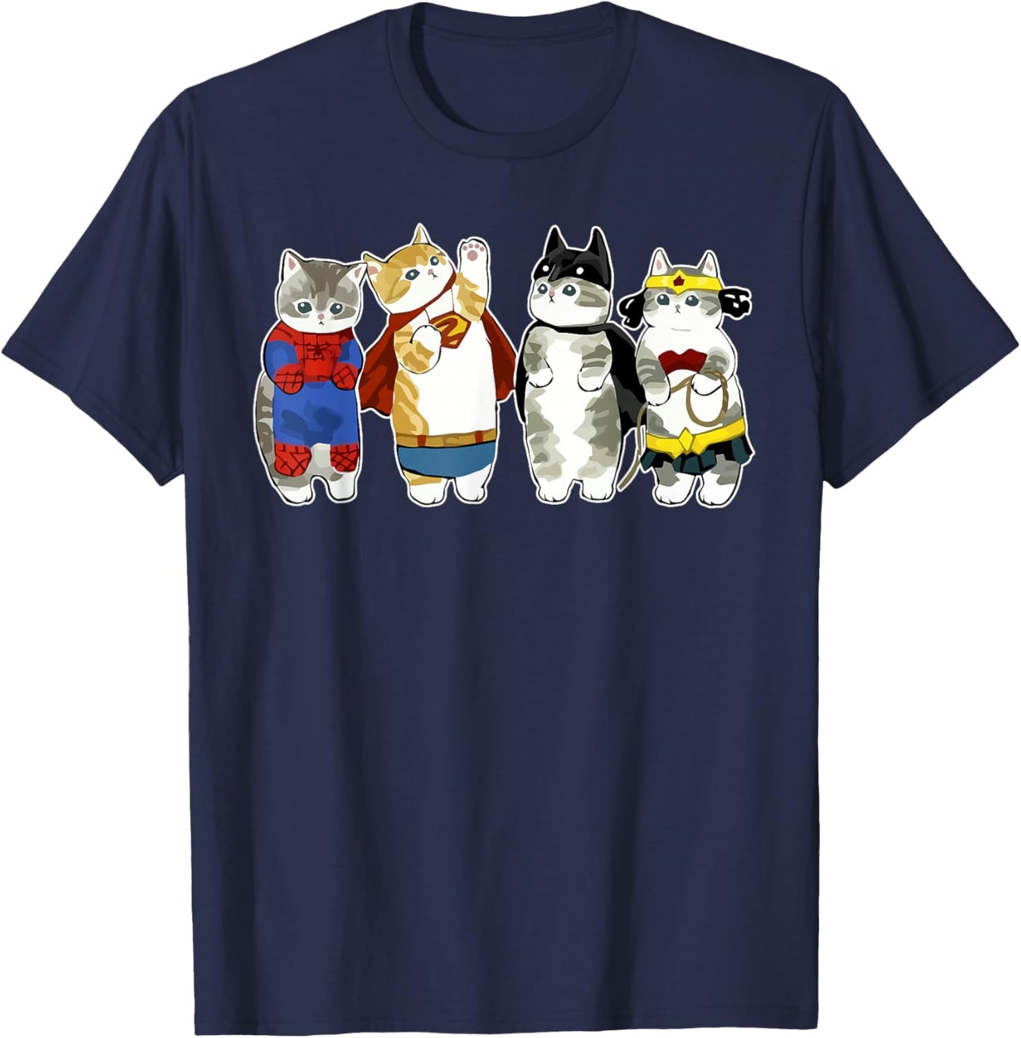 Superhero Cats Kitten Kitty Cats Lover Super Kitten Funny T-Shirt - T-Shirt | Navy