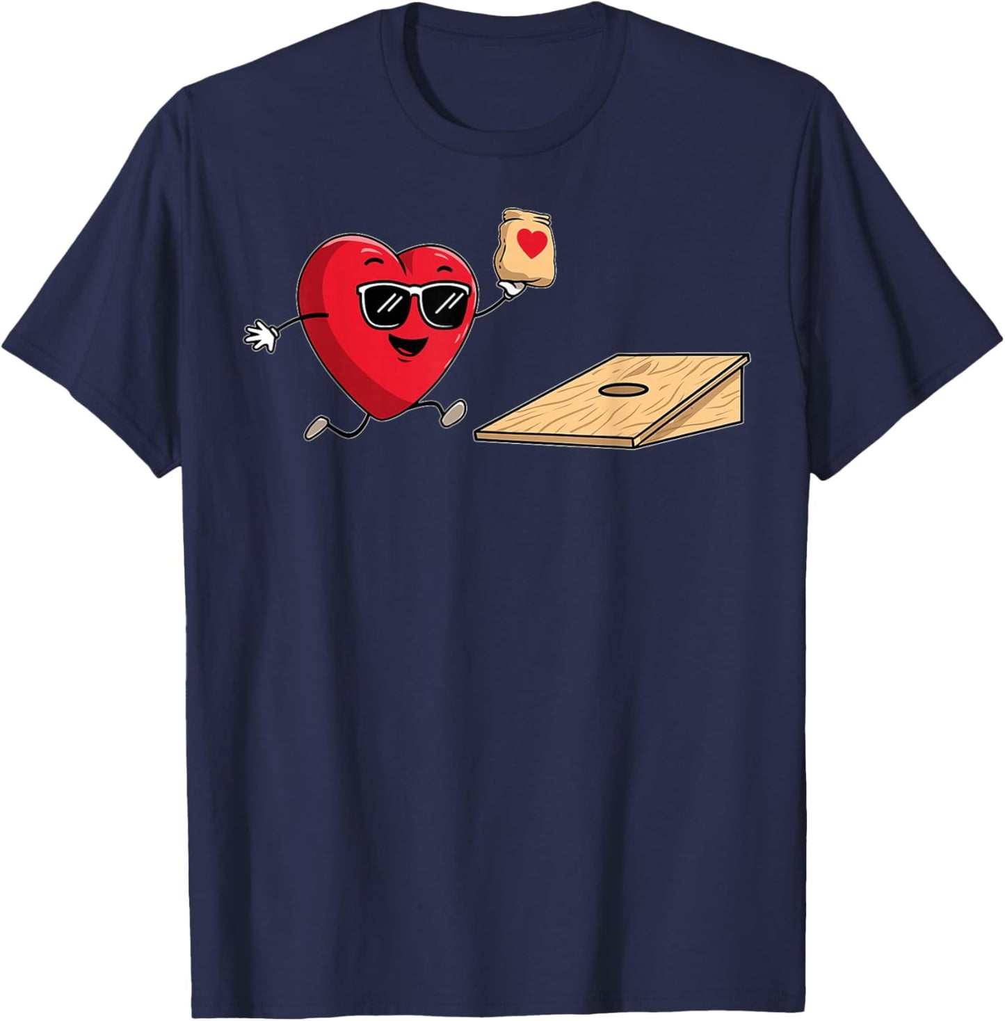 Cornhole Heart Team Player Valentine's Day Sunglasses T-Shirt - T-Shirt | Navy