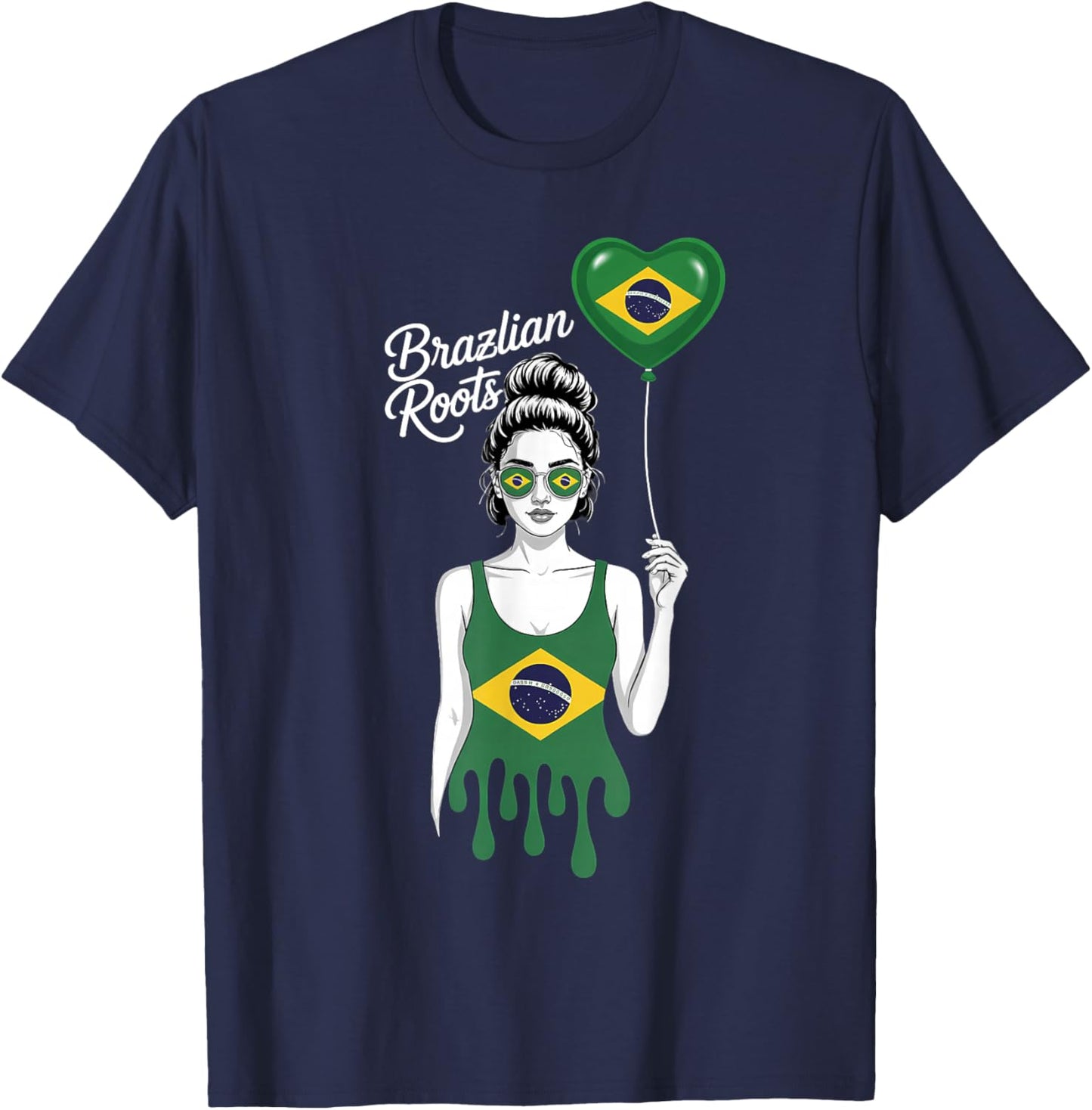 Brazil Flag Brazilian Roots Brasilian Pride Brasil T-Shirt - T-Shirt | Navy