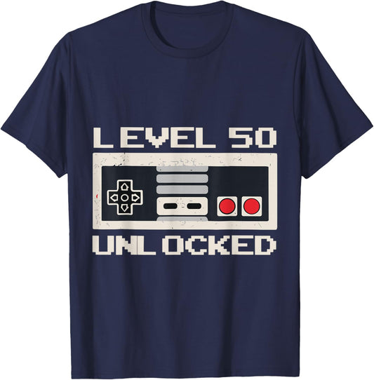 Unlock Level 50 Years Ago 50th Birthday Shirts Men T-Shirt - T-Shirt | Navy