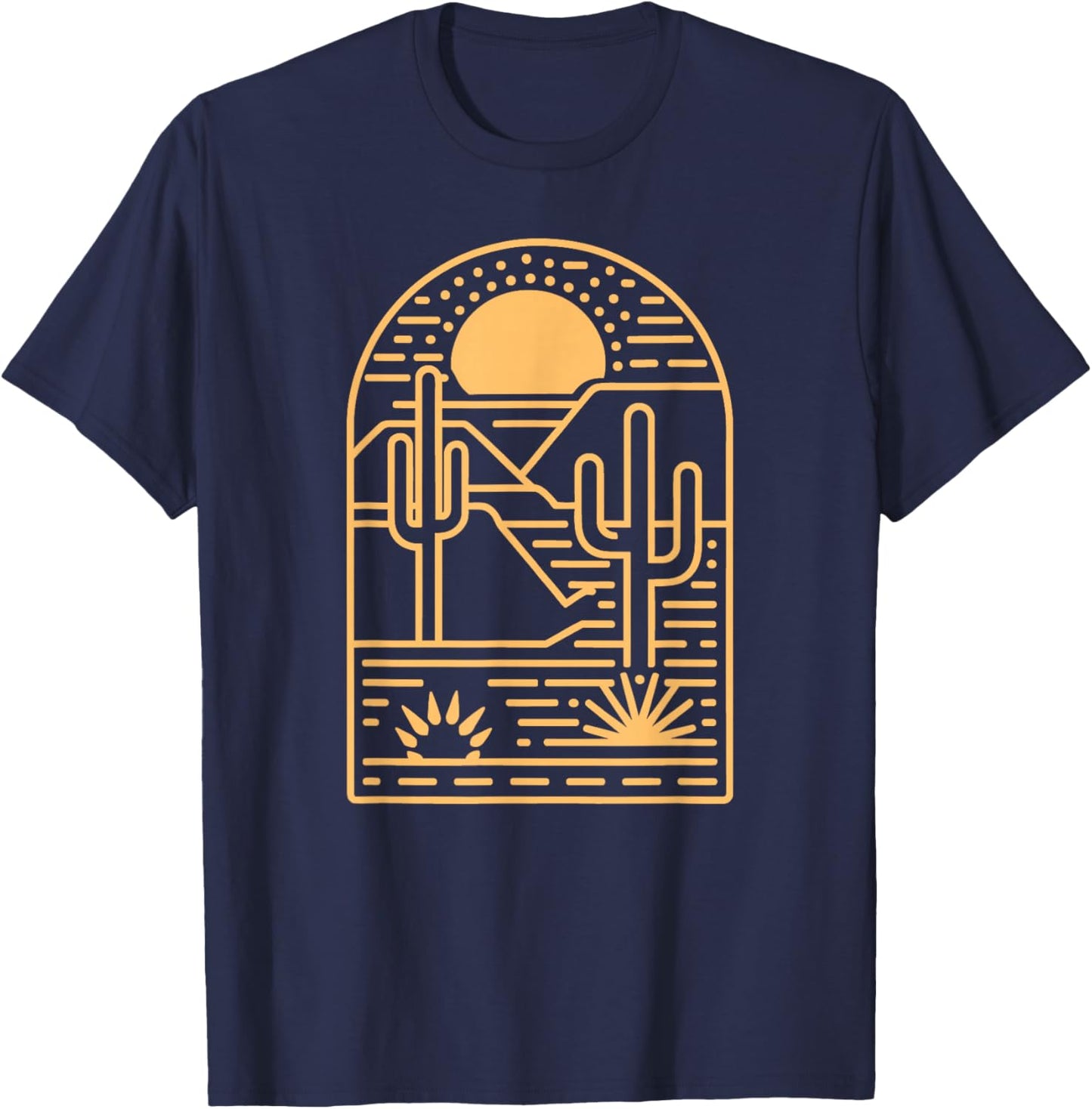 Desert Aesthetic Sunset Cacti Travel Wanderlust T-Shirt - T-Shirt | Navy