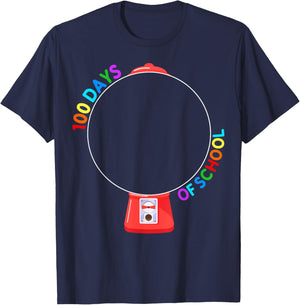 100 Days of School Gumball Machine 100th Day of School Kids T-Shirt - T-Shirt | Navy