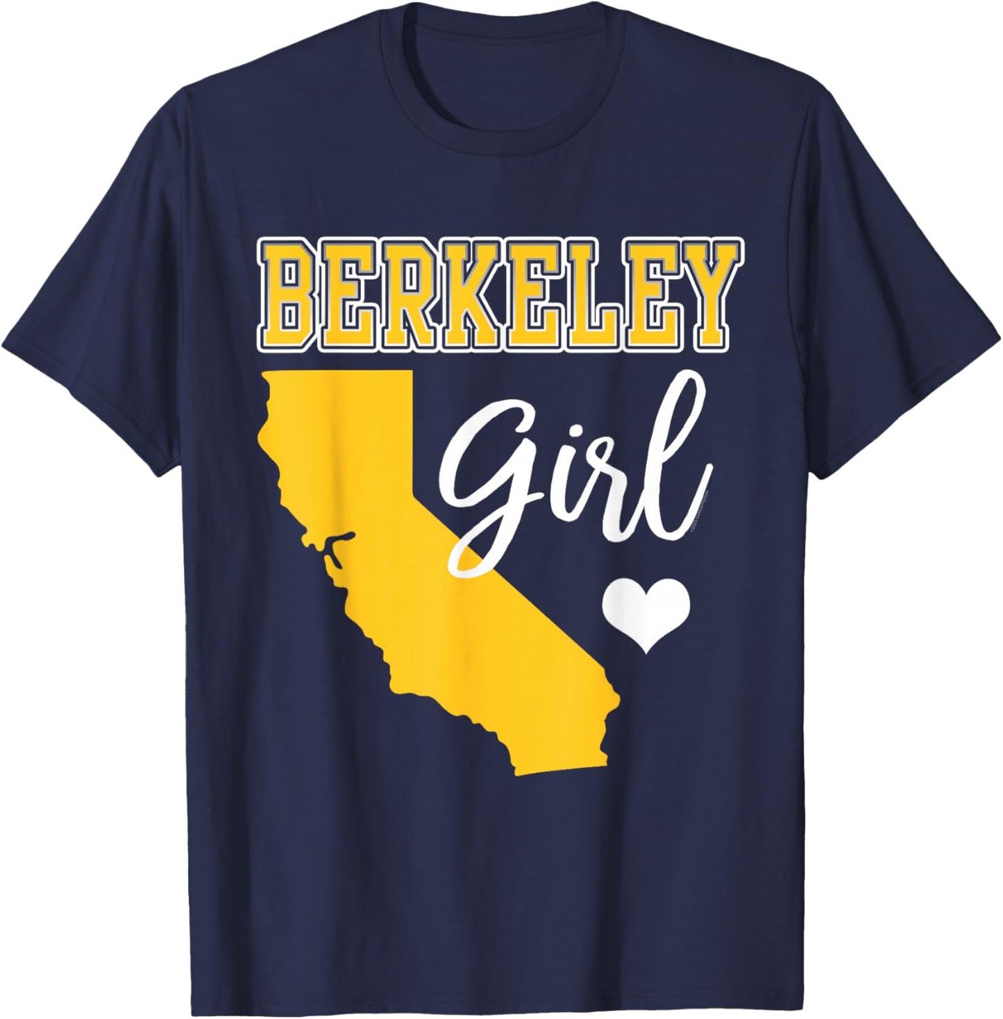 California Berkeley Girl Heart Shape Souvenir Gift T-Shirt - T-Shirt | Navy