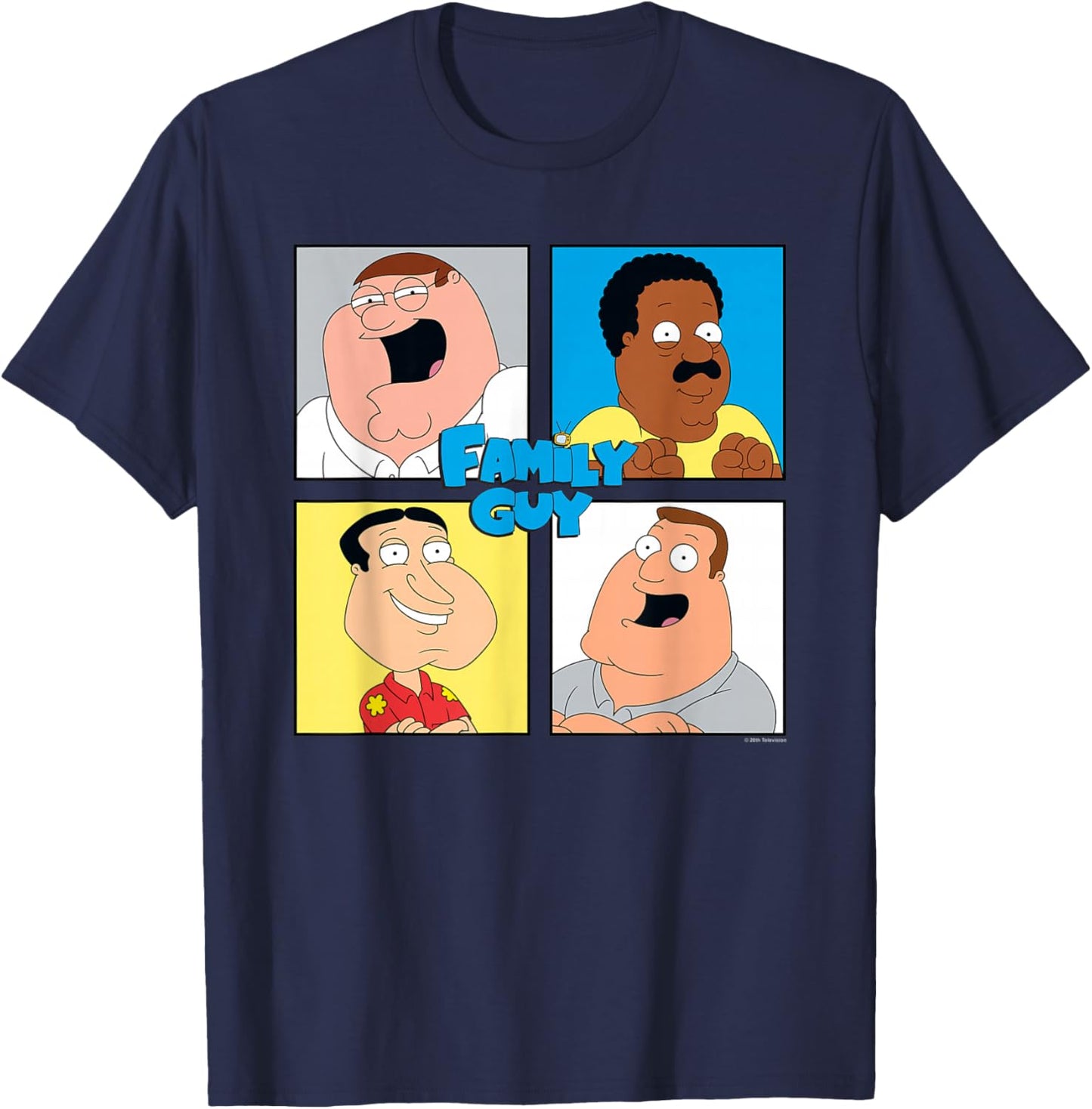 Family Guy Colorful Pop Art Character Grid Funny Cartoon T-Shirt - T-Shirt | Navy