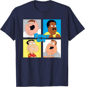 Family Guy Colorful Pop Art Character Grid Funny Cartoon T-Shirt - T-Shirt | Navy