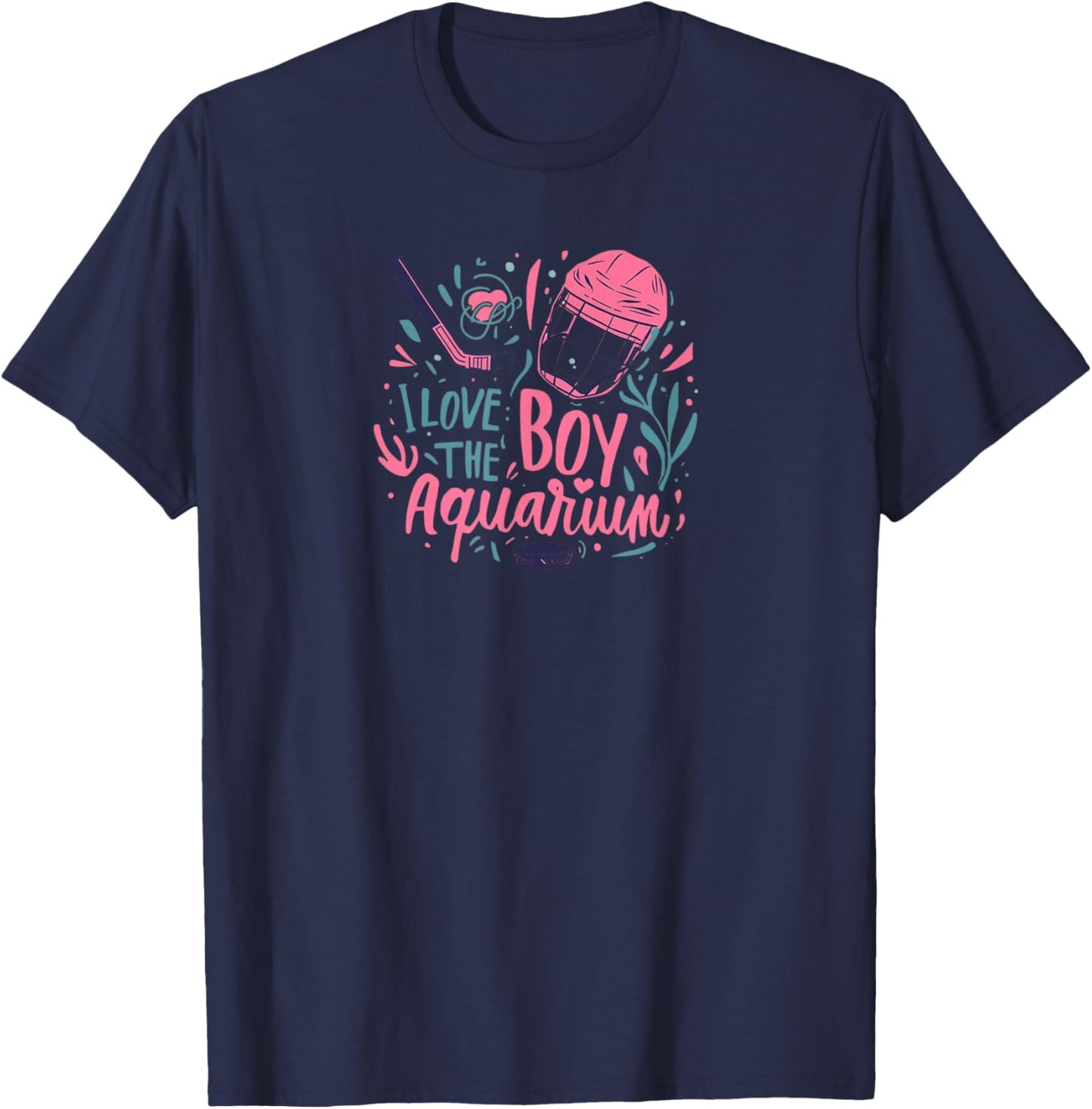 I Love The Boy Aquarium Hockey T-Shirt - T-Shirt | Navy