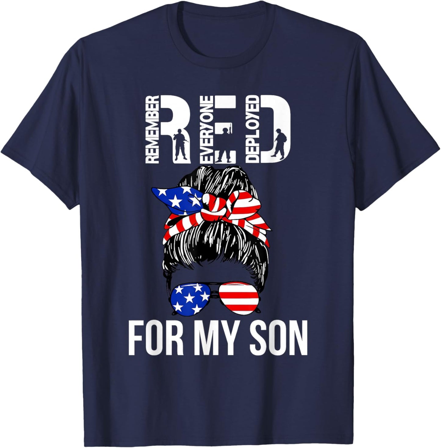 Military American Flag RED Remember Everyone Deployed T-Shirt - T-Shirt | Navy