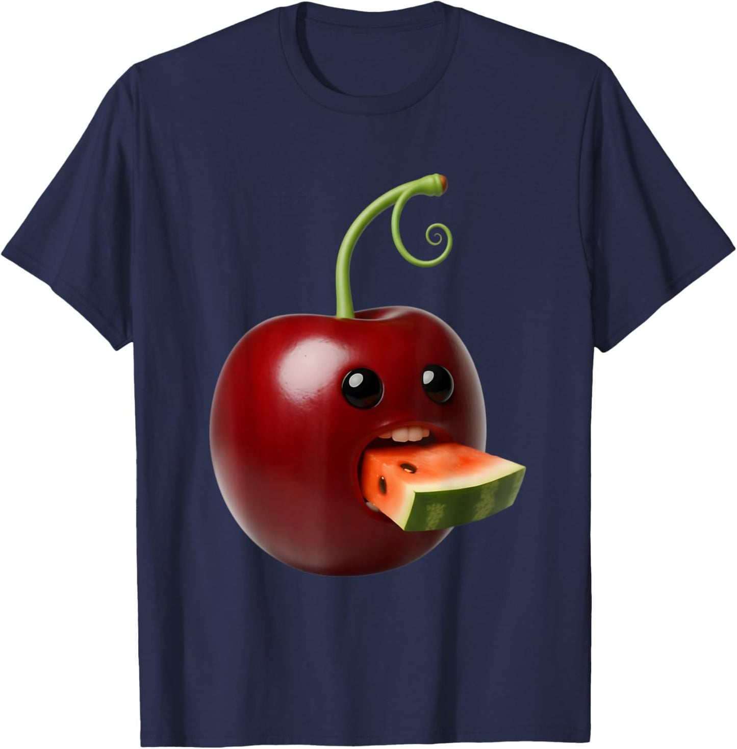 Niche Fruits Funny Cherry Meme Brainrot Surreal T-Shirt - T-Shirt | Navy