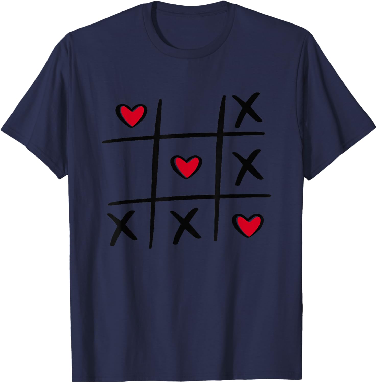 Valentine Heart Tic Tac Toe T-Shirt - T-Shirt | Navy