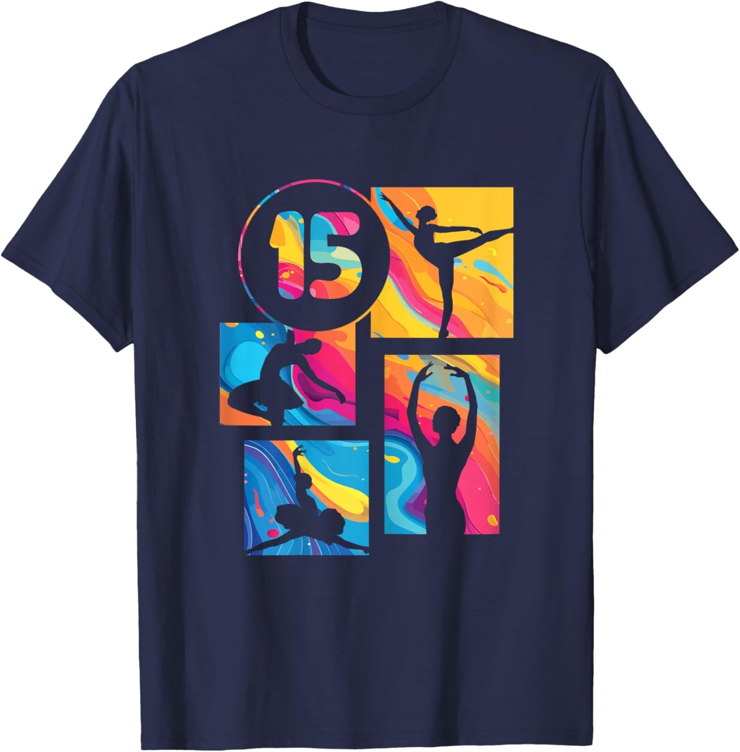 15th Birthday Girl Ballet Dancer Retro Ballerina 15 Year Old T-Shirt - T-Shirt | Navy