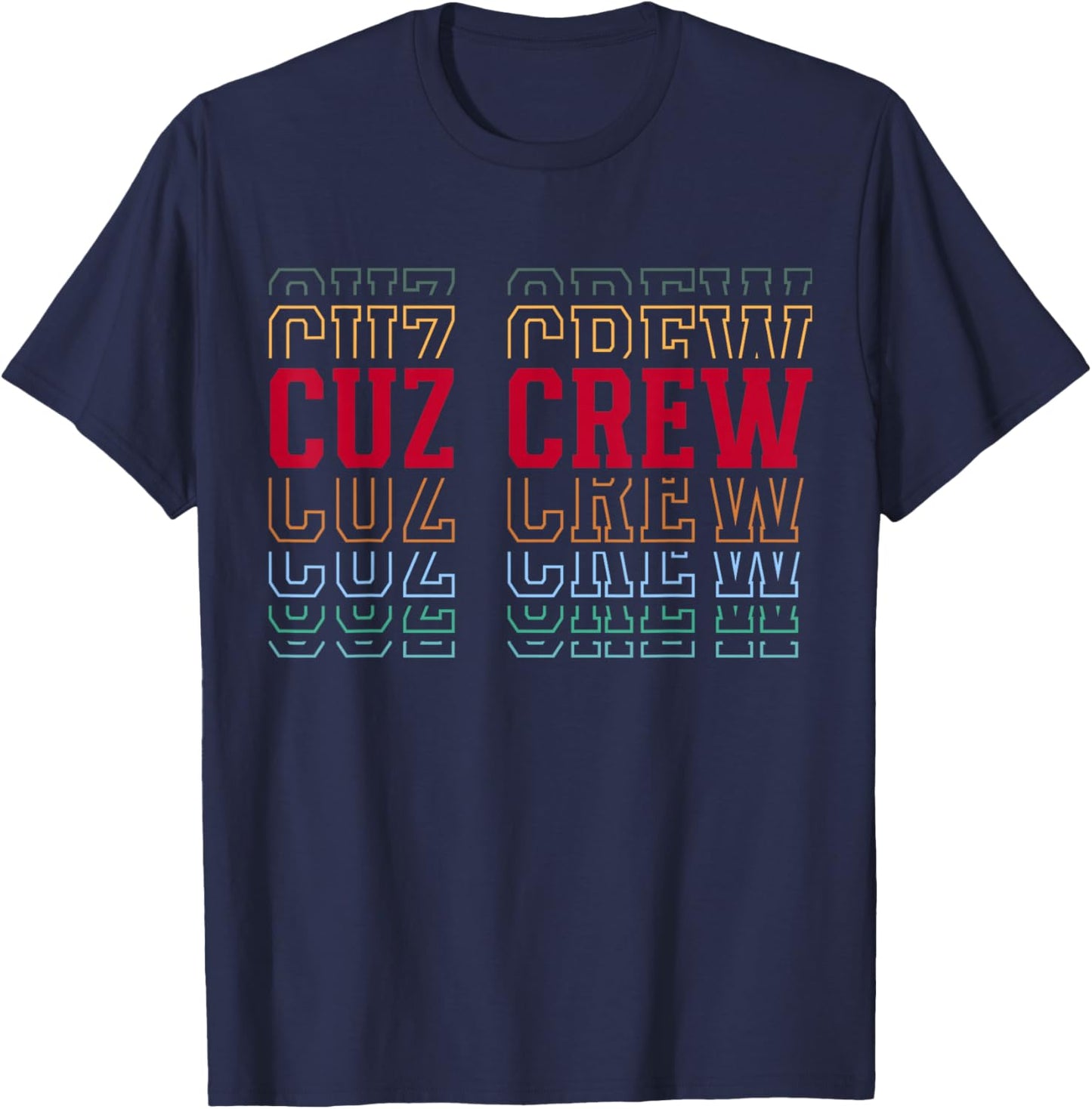 Cuz Crew Funny Athletic Lettering Siblings Cousin T-Shirt - T-Shirt | Navy