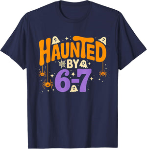 Haunted by 6-7 Halloween Ghosts and Spiders Design T-Shirt - T-Shirt | Navy