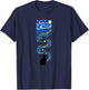Starry Night Flowing Sky Cat Art T-Shirt - T-Shirt | Navy