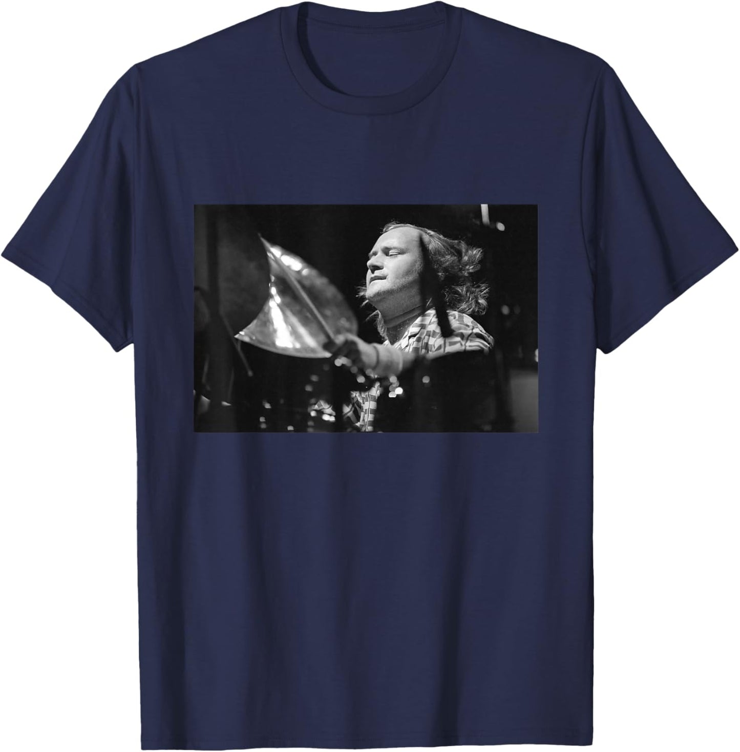 Phil Collins Drumming for Eric Clapton Birmingham NEC 1986 T-Shirt - T-Shirt | Navy