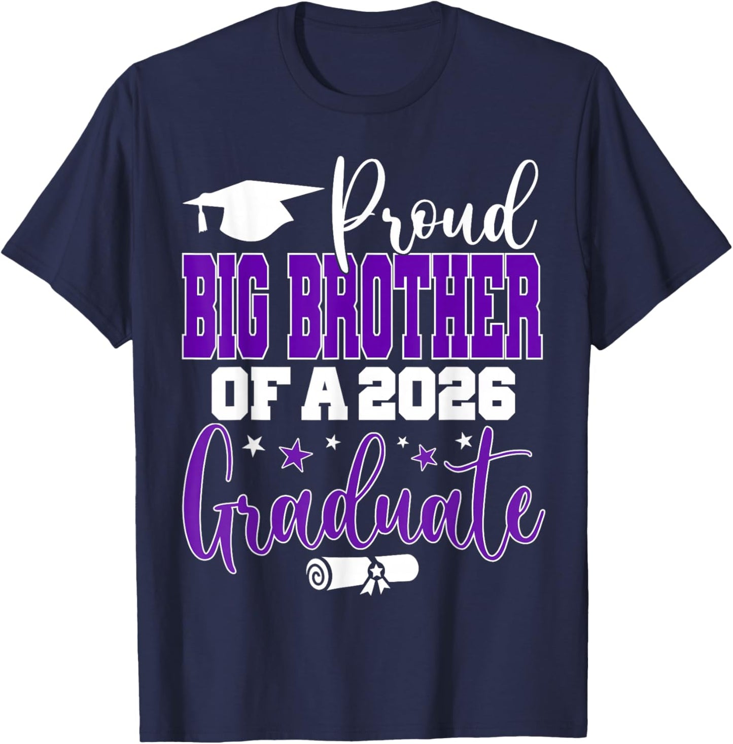 Senior 2026 Proud Big-Brother of A Class of 2026 Graduate T-Shirt - T-Shirt | Navy