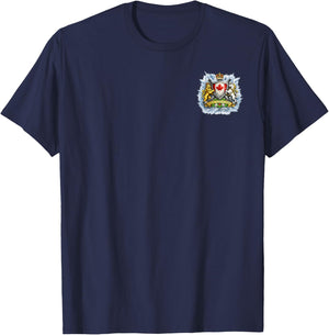 Canadian Ice Hockey Player with Flag Snow Burst T-Shirt - T-Shirt | Navy