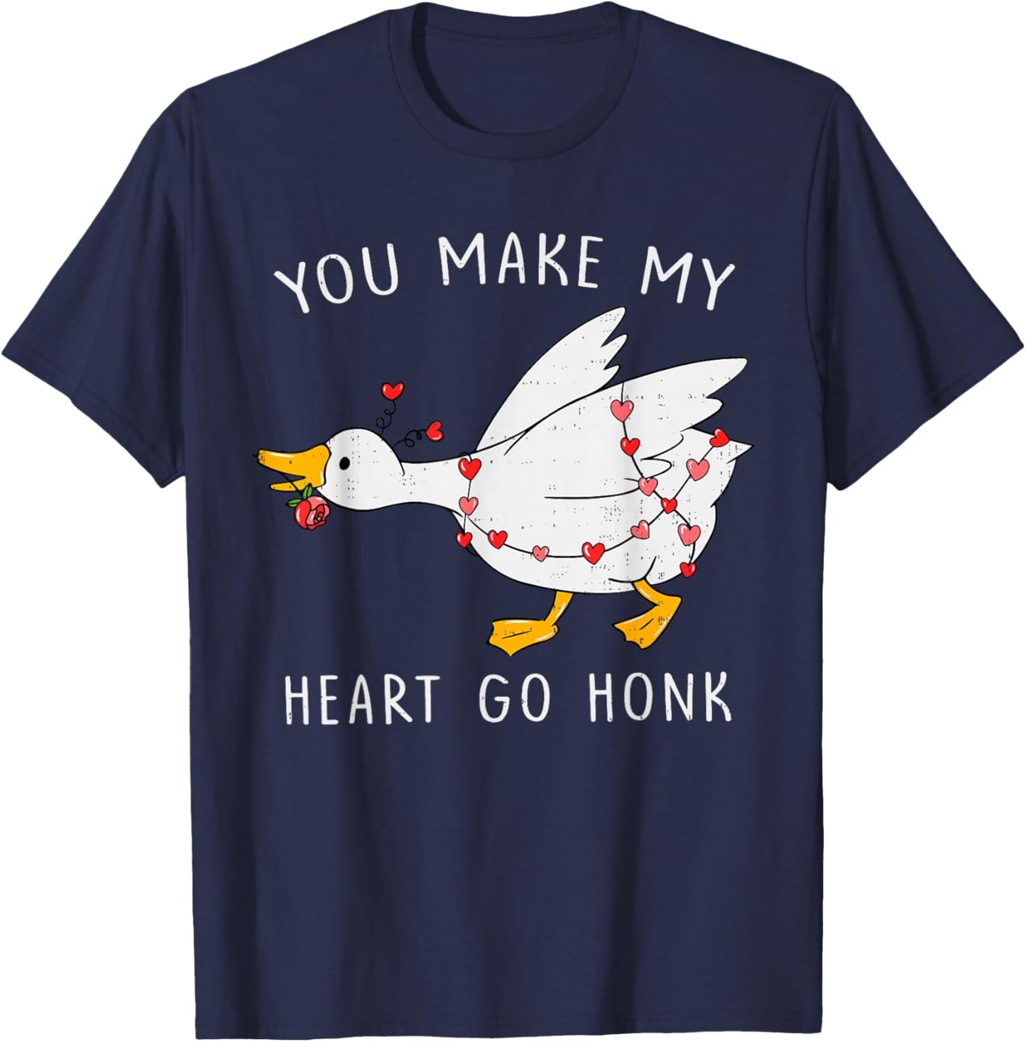 Go Honk Goose Heart Funny Valentines Day Couple Men Women T-Shirt - T-Shirt | Navy