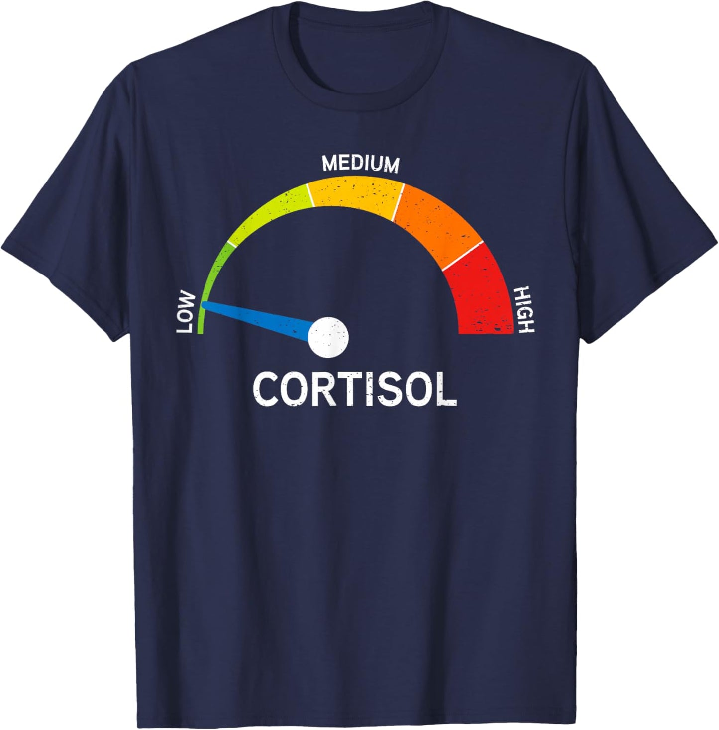 Funny Cortisol Level Speedometer Stress Meme T-Shirt - T-Shirt | Navy