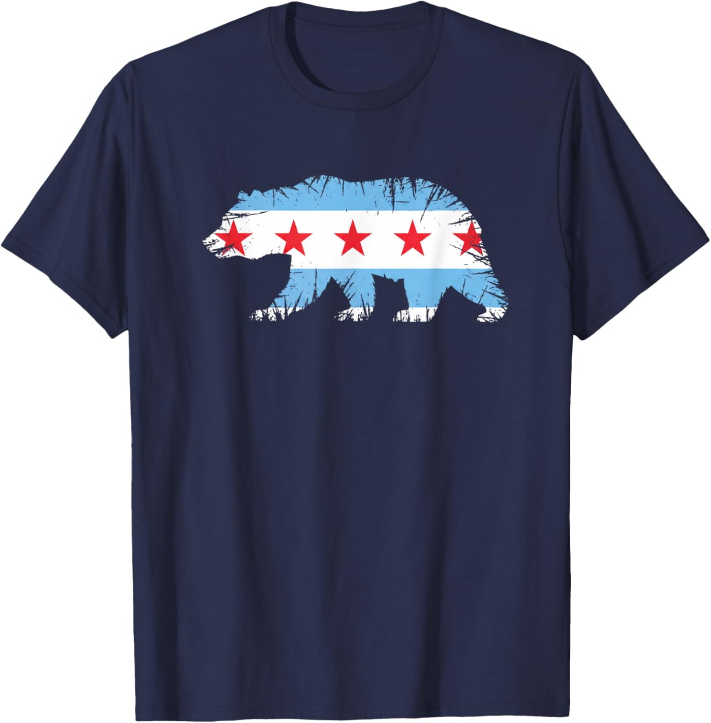 Chicago Flag Rustic City Pride Illinois Animal T-Shirt - T-Shirt | Navy