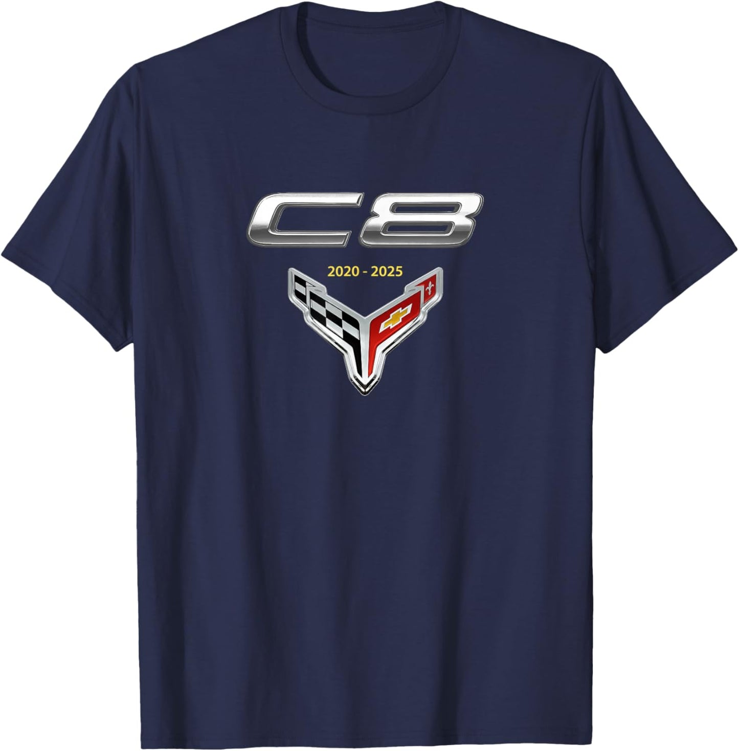 C8 CAR Badge Emblem 2020-2025, American Muscle Sports CAR T-Shirt - T-Shirt | Navy