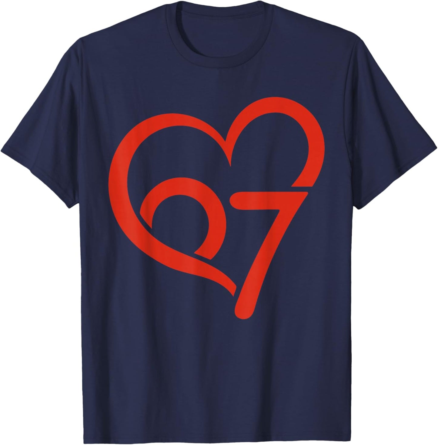 Valentine’s Day 67 Six Seven Meme Birthday Valentine Heart T-Shirt - T-Shirt | Navy