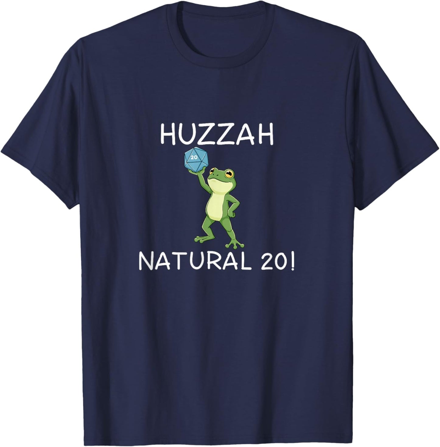 Funny RPG Gamer Frog Knight Saying Huzzah Natural 20 T-Shirt - T-Shirt | Navy