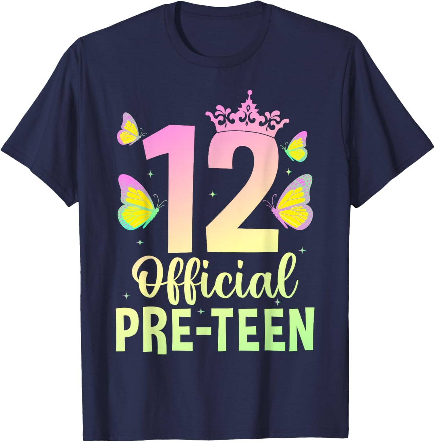 12 Official Pre-Teen Birthday Girl Crown 12th Birthday Party T-Shirt - T-Shirt | Navy