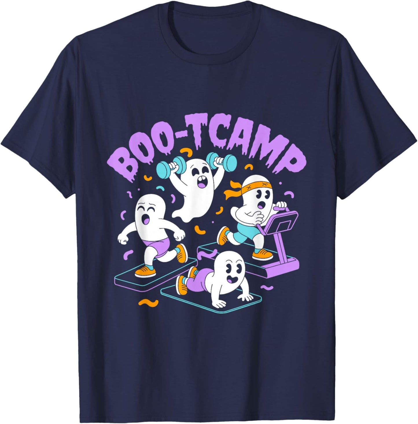 Retro Boo-TCAMP Funny Spooky Halloween T-Shirt - T-Shirt | Navy