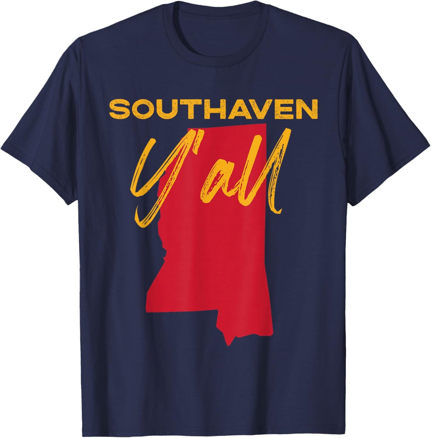 Southaven Mississippi Y'all MS Pride State Map Cute T-Shirt - T-Shirt | Navy