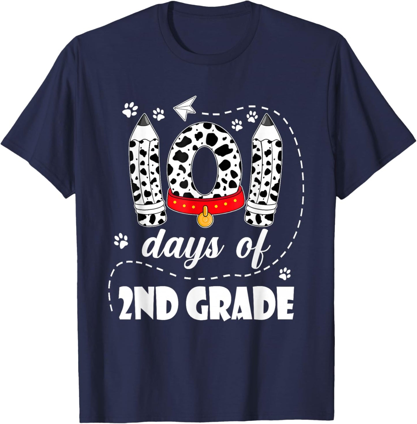 101 Days of 2nd Grade 100 Days of School Kids Teacher T-Shirt - T-Shirt | Navy